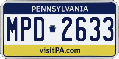 PA license plate MPD2633