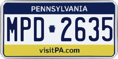 PA license plate MPD2635