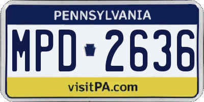PA license plate MPD2636
