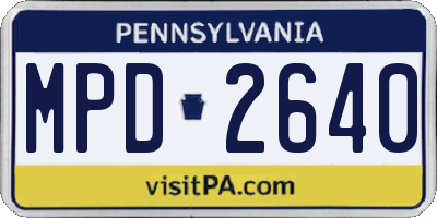 PA license plate MPD2640