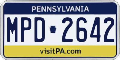 PA license plate MPD2642