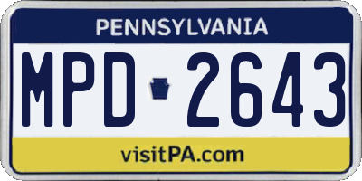 PA license plate MPD2643