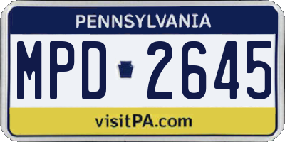 PA license plate MPD2645