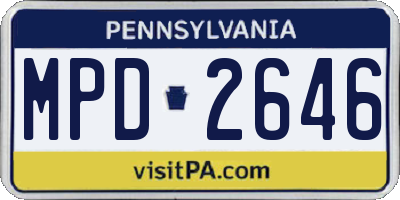 PA license plate MPD2646