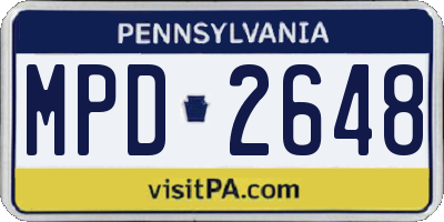 PA license plate MPD2648