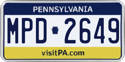 PA license plate MPD2649