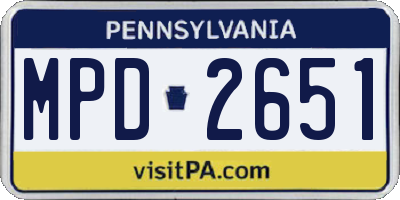 PA license plate MPD2651