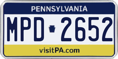 PA license plate MPD2652