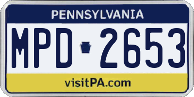 PA license plate MPD2653