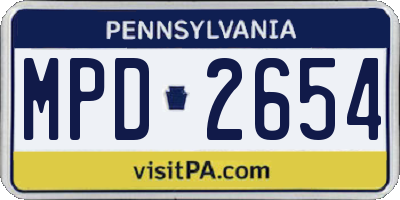 PA license plate MPD2654