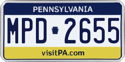 PA license plate MPD2655
