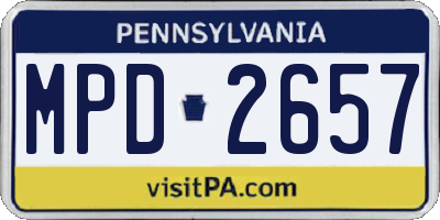 PA license plate MPD2657