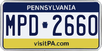 PA license plate MPD2660