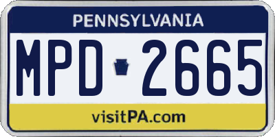 PA license plate MPD2665