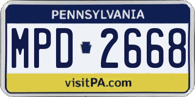PA license plate MPD2668