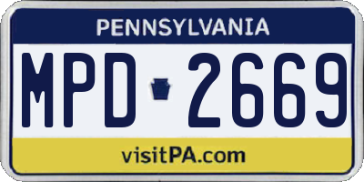 PA license plate MPD2669