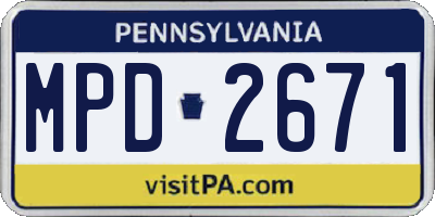 PA license plate MPD2671