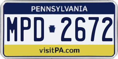 PA license plate MPD2672