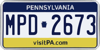 PA license plate MPD2673