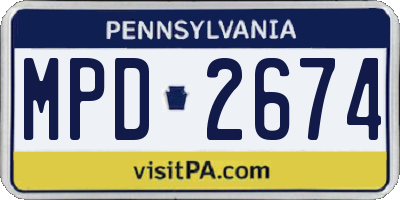 PA license plate MPD2674
