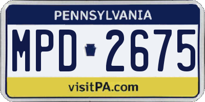PA license plate MPD2675