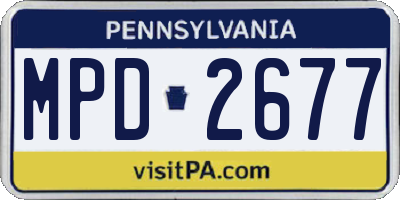 PA license plate MPD2677