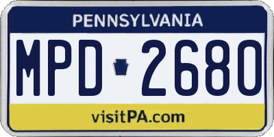 PA license plate MPD2680