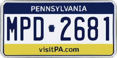 PA license plate MPD2681