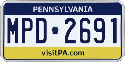PA license plate MPD2691