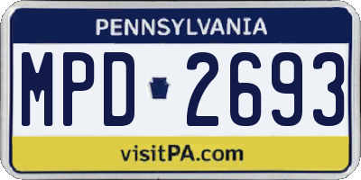 PA license plate MPD2693