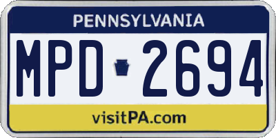 PA license plate MPD2694