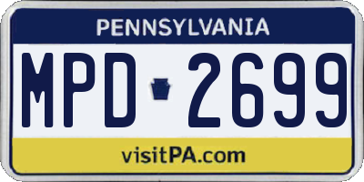 PA license plate MPD2699
