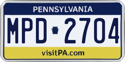 PA license plate MPD2704
