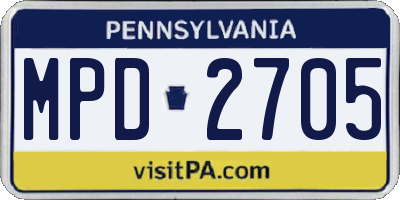PA license plate MPD2705
