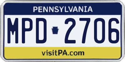 PA license plate MPD2706