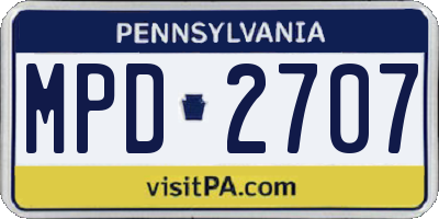 PA license plate MPD2707