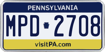 PA license plate MPD2708