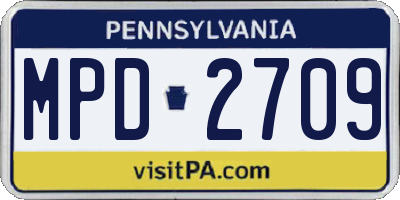 PA license plate MPD2709