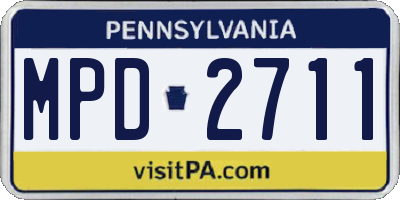 PA license plate MPD2711