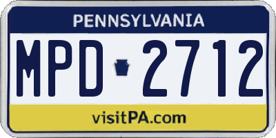 PA license plate MPD2712