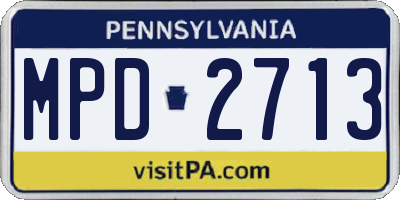 PA license plate MPD2713