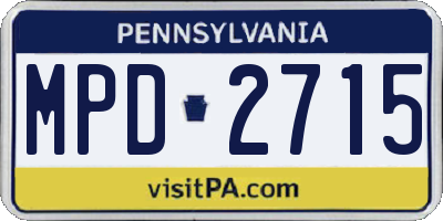 PA license plate MPD2715