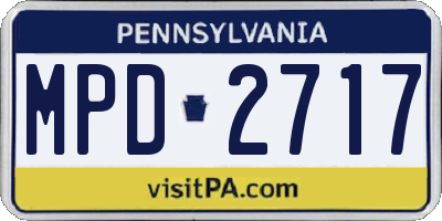 PA license plate MPD2717