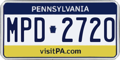 PA license plate MPD2720