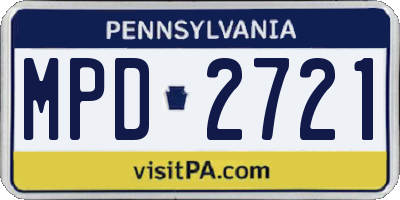 PA license plate MPD2721