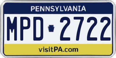 PA license plate MPD2722