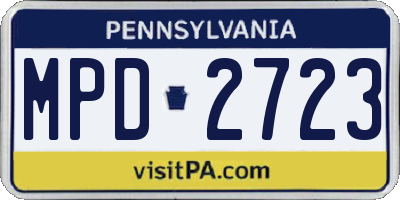 PA license plate MPD2723