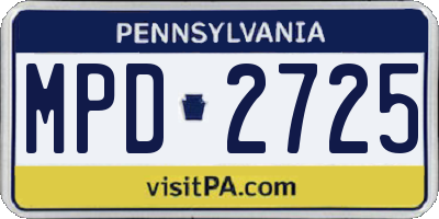PA license plate MPD2725