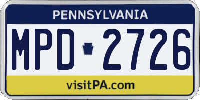 PA license plate MPD2726