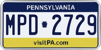 PA license plate MPD2729